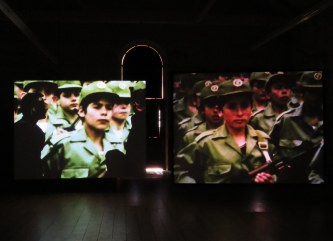 Lawrence Abu Hamdan, Once Removed, 2019. Two-channel digital video, colour, sound, 26 min.